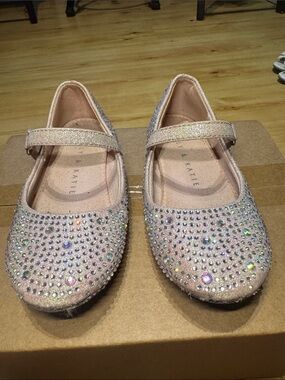 Kelly & Katie Blush Pink Glitter Rhinestone Mary Jane Flats